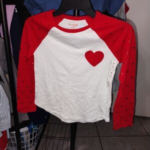 Cat & Jack Red and White Long Sleeve Heart Tee
